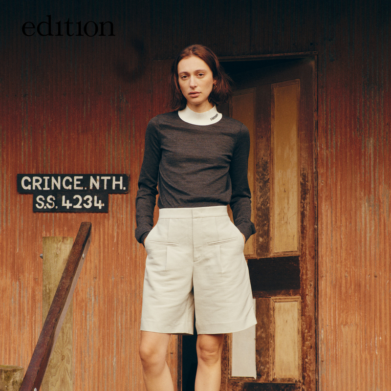 edition可溯源绵羊毛系列秋季时尚撞色半高领羊毛衫#EBC3SWT037