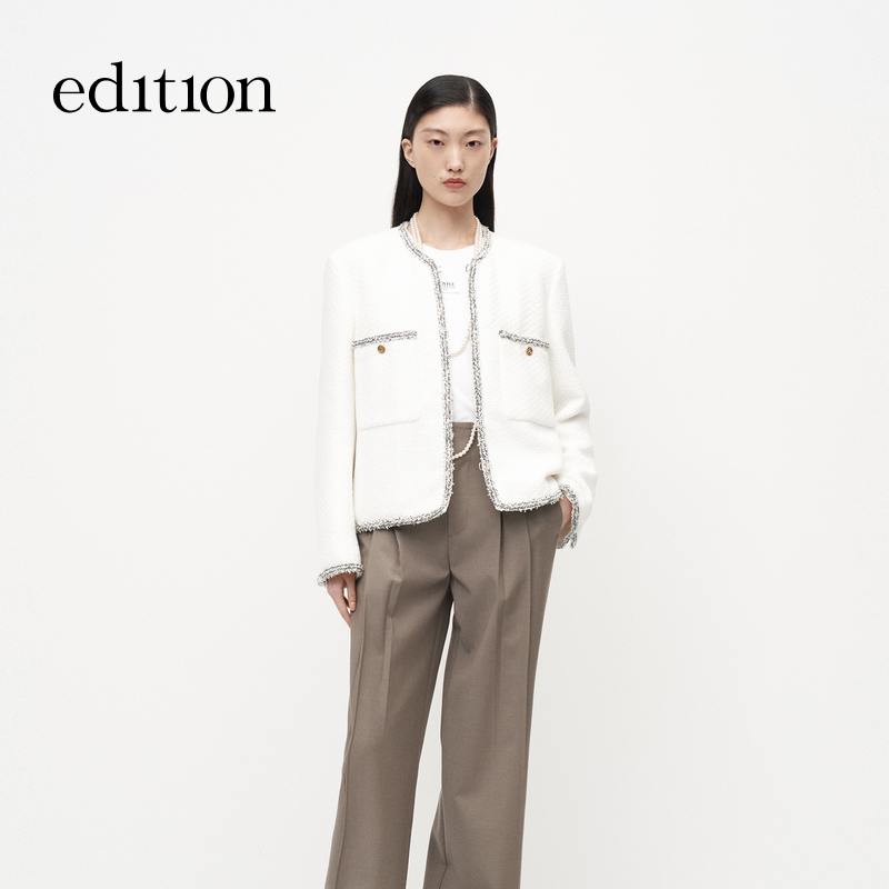 【商场同款】edition冬季款小香风花纱鹅绒羽绒服#EBC3EIN004