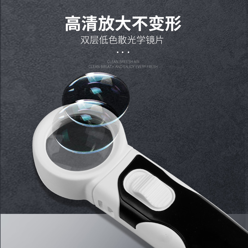 拜斯特手持式放大镜40倍带灯led高清高电子手机路板家电维修专用