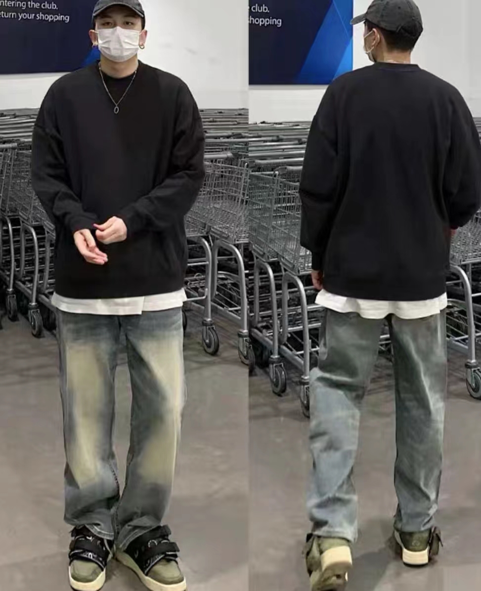 【乐恩卫衣】ST绿色星星圆领毛圈卫衣！AB面