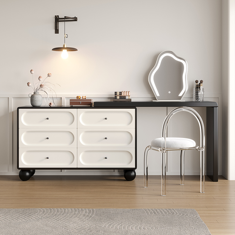 喜二家法式奶油风斗柜一体家用床尾梳妆台转角复古高级轻奢化妆台