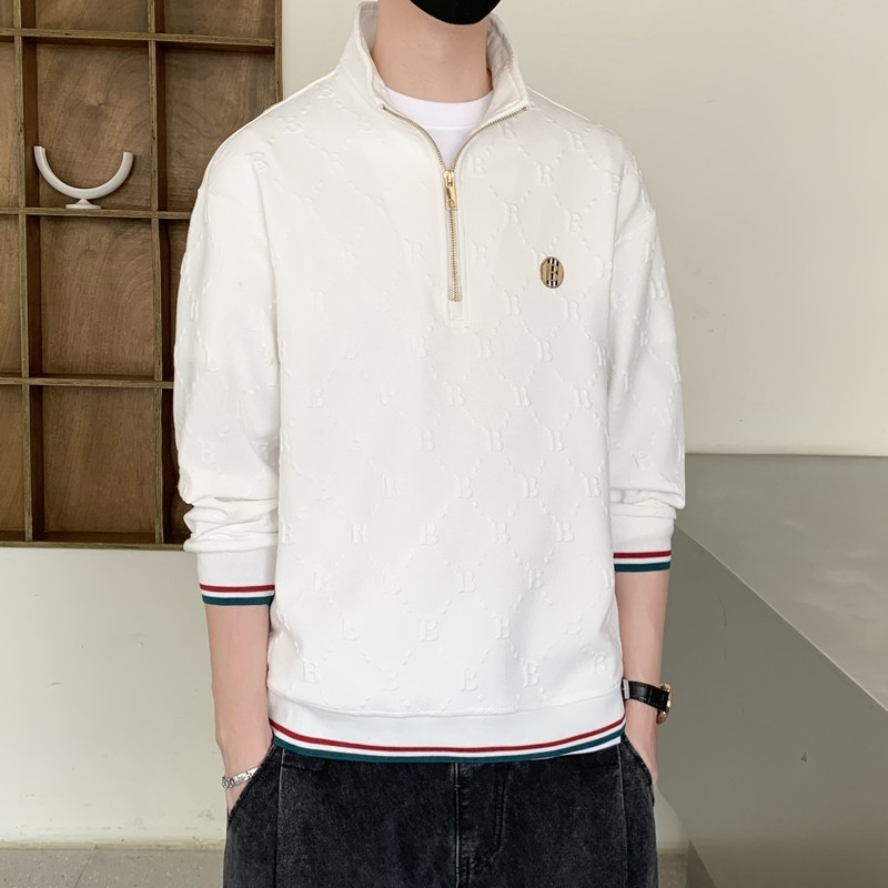 男士新款春秋时尚打底衫潮流欧洲站休闲无帽长袖时尚T恤套头卫衣