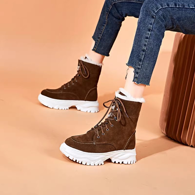（35.36码特价）雪地靴女爆款2025新款厚底皮毛一体冬季保暖棉鞋