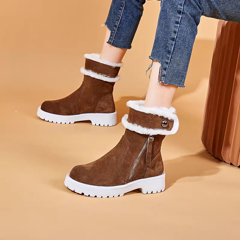 (35.36码特价）雪地靴女款冬季加厚皮毛一体2025年新款真皮棉鞋