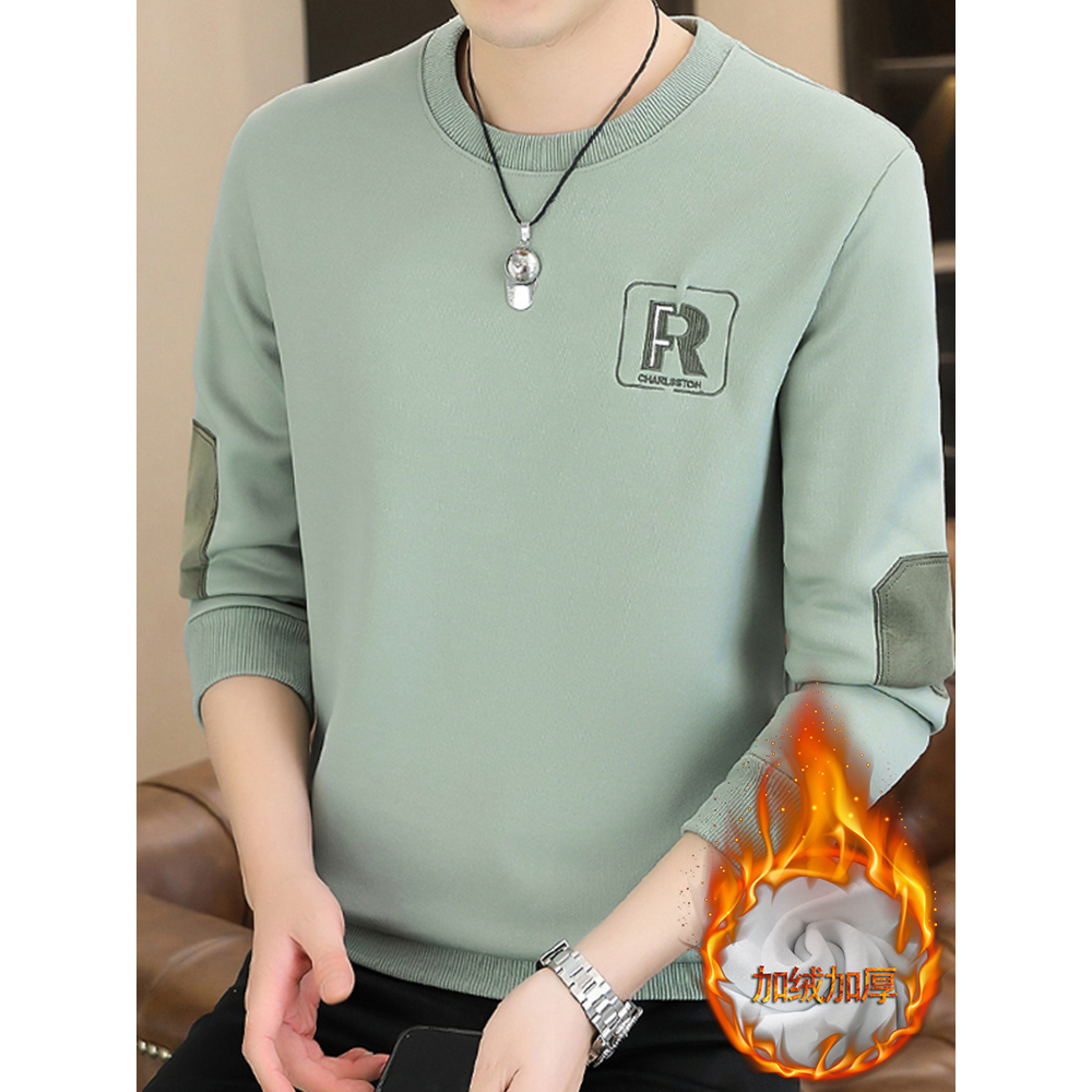 杰克琼斯男士卫衣2023新款上衣春秋季加绒秋衣保暖长袖T恤秋冬男