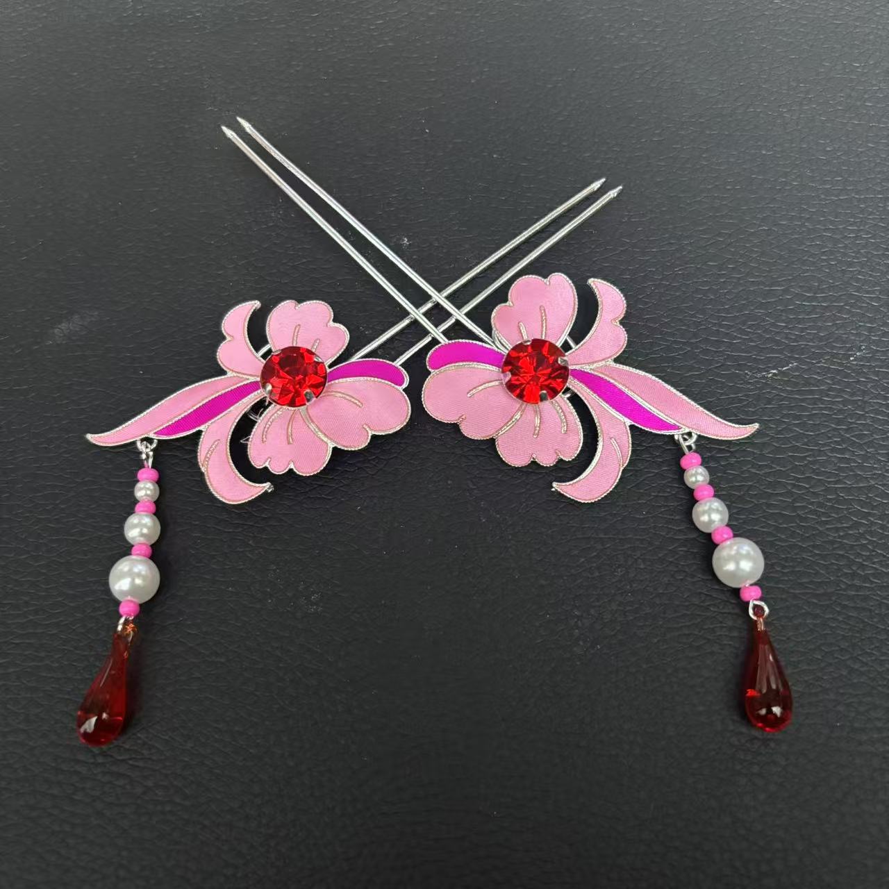 【杜鹃花挑】戏曲点稠兰花对挑花旦丫鬟越剧黄梅戏头饰配饰