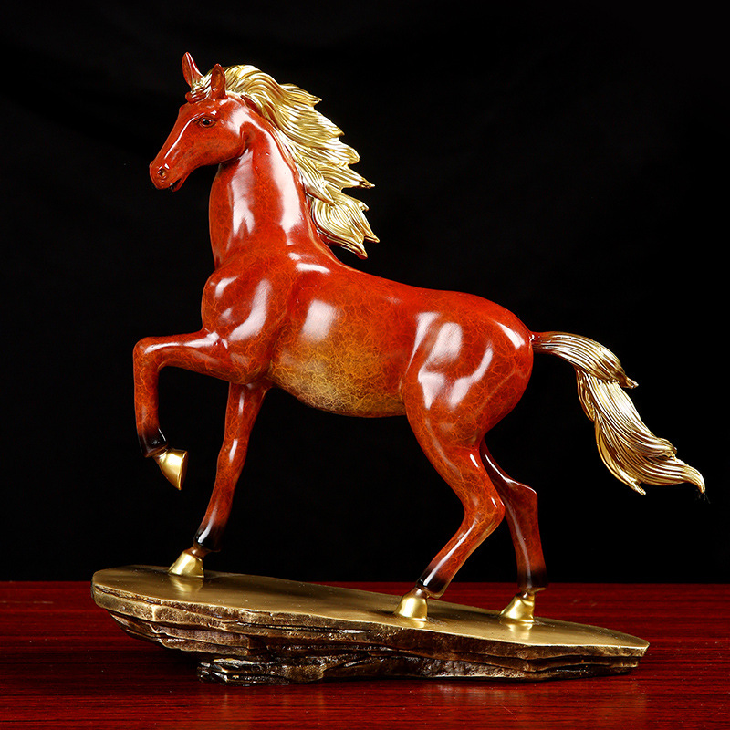飞黄腾达彩铜生肖马家居工艺装饰品办公室客厅摆件玄关摆件收藏品