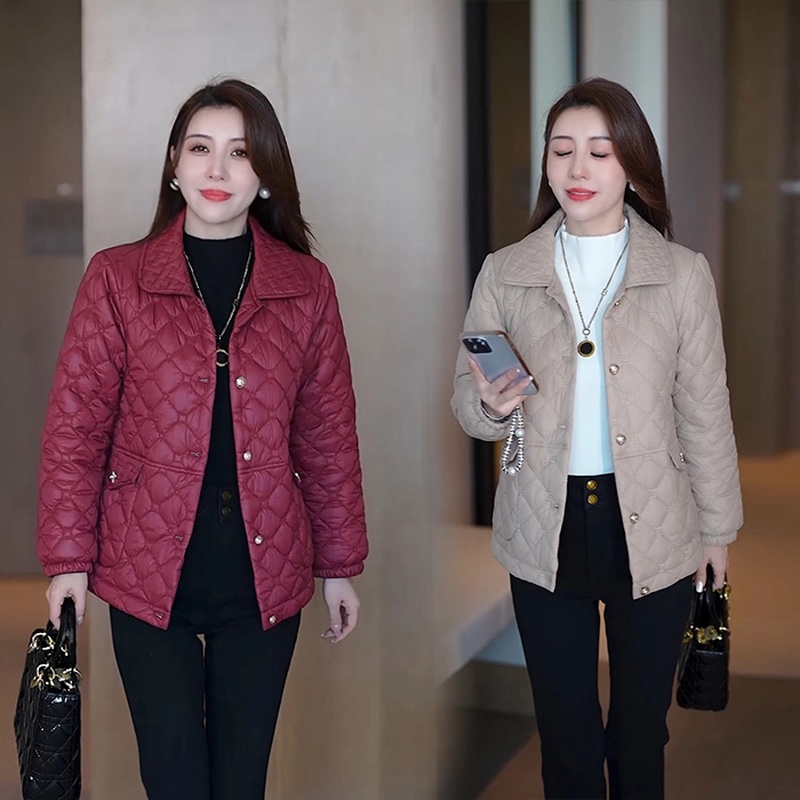 中年妈妈夹棉外套秋冬季2024年新款超好看高级感女士冬季棉服棉衣