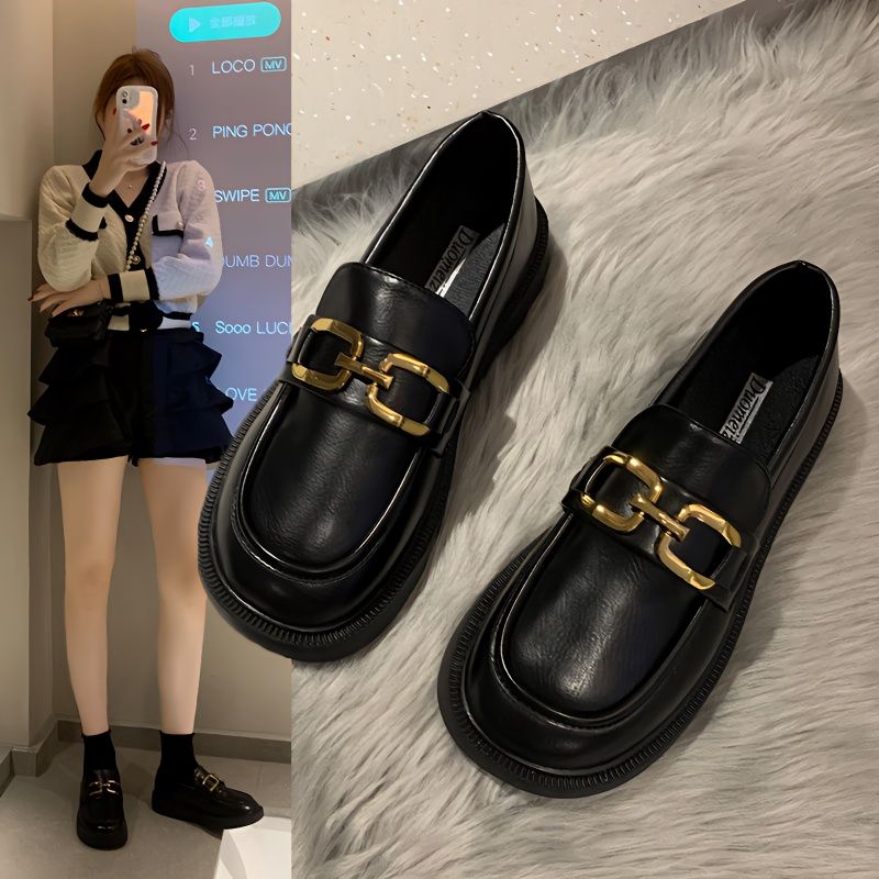 红蜻蜓牌35-43码大码女鞋41真软皮乐福鞋2023新款百搭小皮鞋英伦