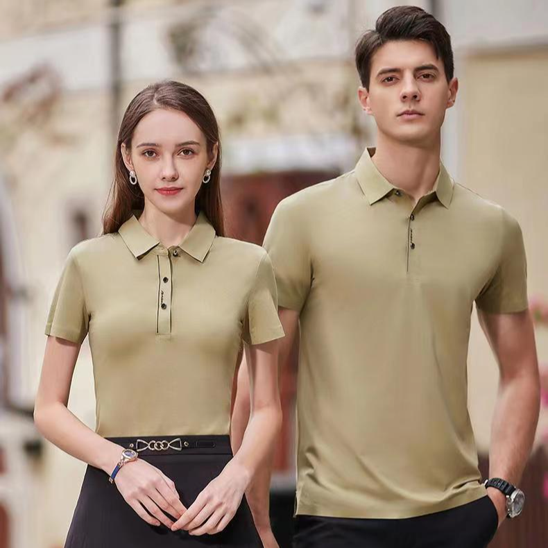 高端商务液氨丝光棉工作服定制翻领polo男女同款免费印字刺绣时尚