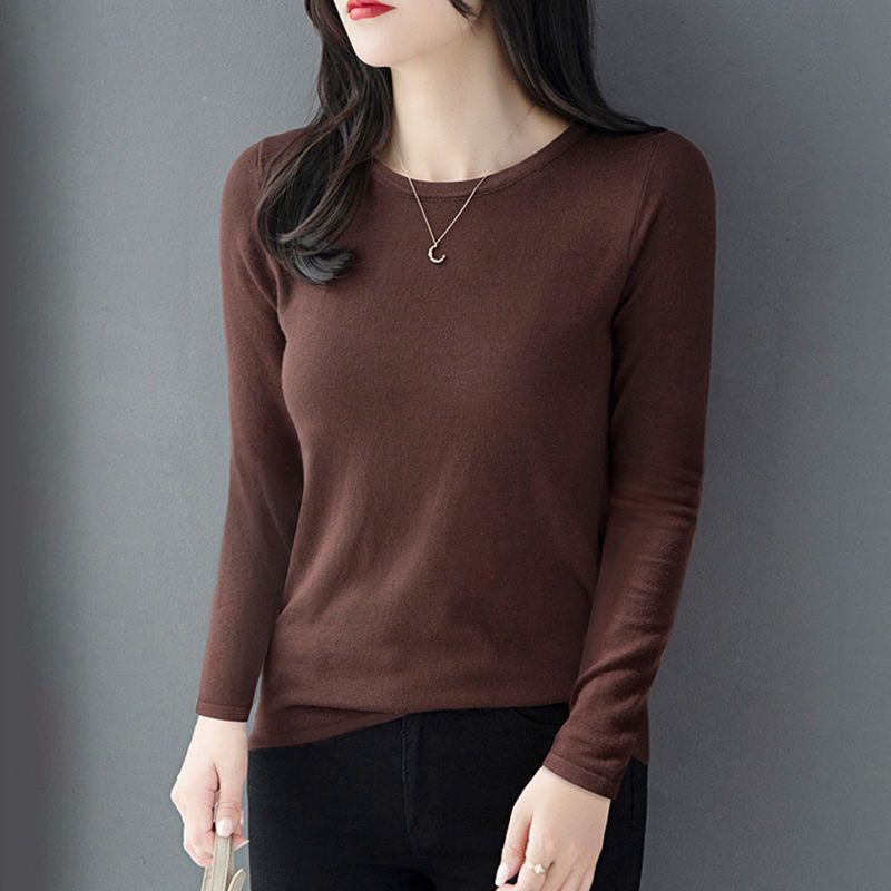 新款打底衫女长袖薄绒发热修身内搭T恤秋冬加绒磨毛保暖衣