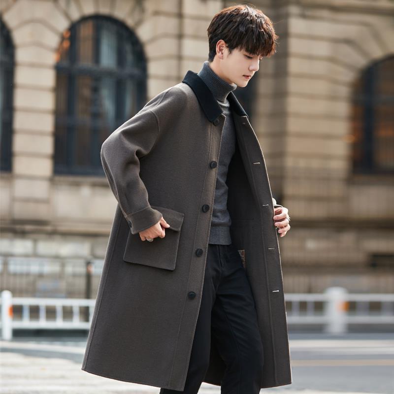 呢子外套男款男士毛大衣中长款风衣冬季高端加厚韩版韩系双面绒y