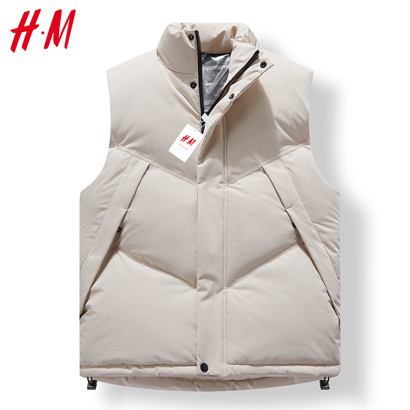 HM正品马甲棉服情侣款秋冬季纯色简约马夹潮牌保暖大码外棉衣