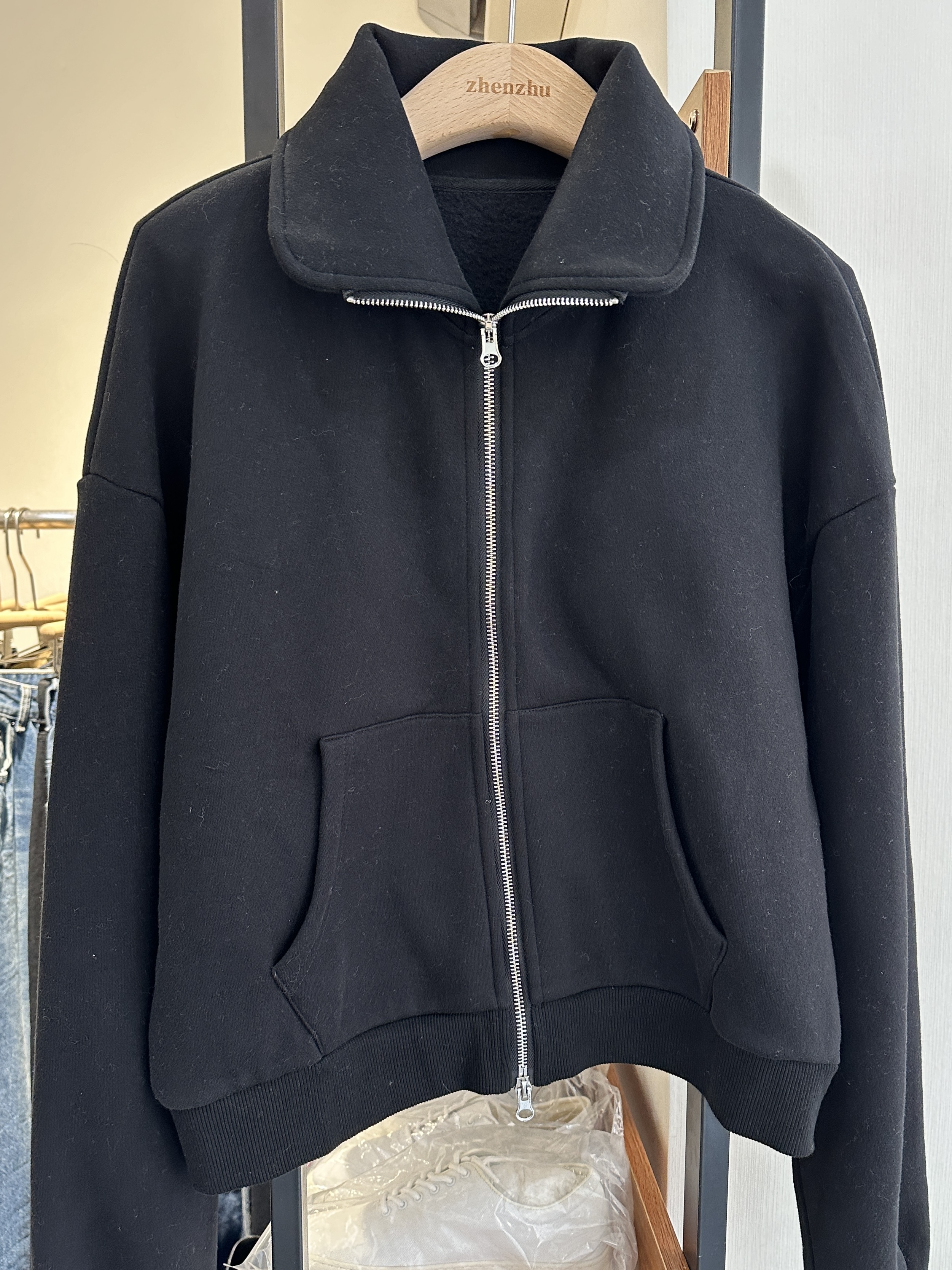 【ZHENZHU】极简拉链卫衣 两用领