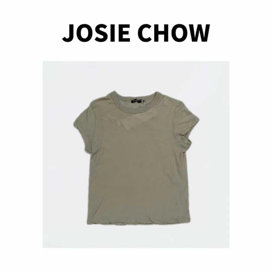 JOSIE CHOW【淡灰青】独特定染薄款长绒棉亲肤短袖T恤。PH211212