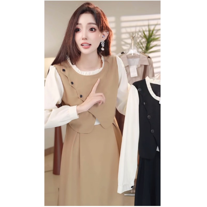 长袖连衣裙女早秋季2024新款赫本风黑色法式长裙高级感穿搭1370