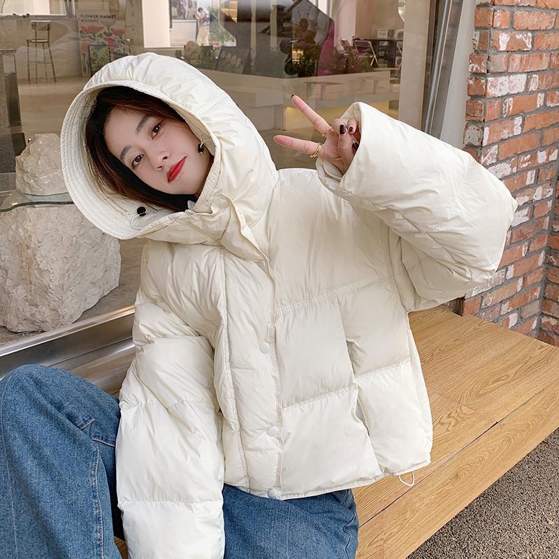 羽绒服韩系轻薄花苞连帽羽绒服女2023冬新款小个子短款宽松
