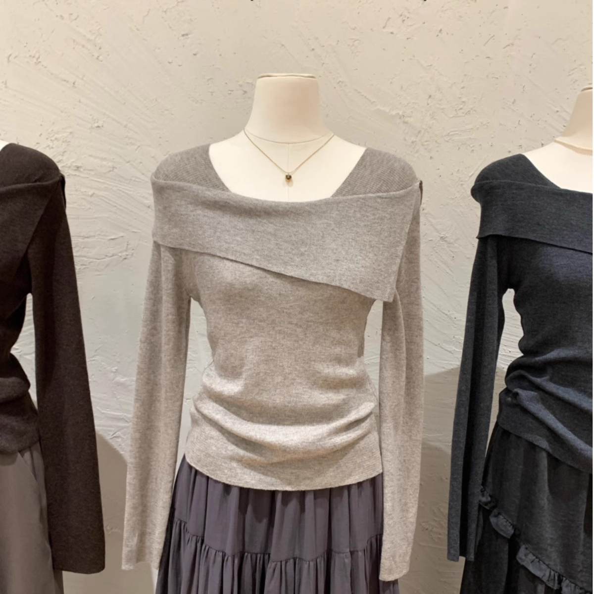 现货-针织衫女设计感小众高级时尚新款韩系别致长袖打底衫G4-50