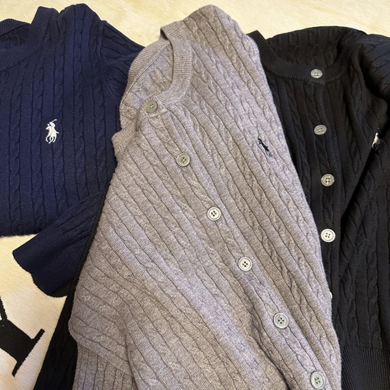 升级版】2025年春季新款针织开衫战马刺绣麻花休闲女宽松冬季B5-10