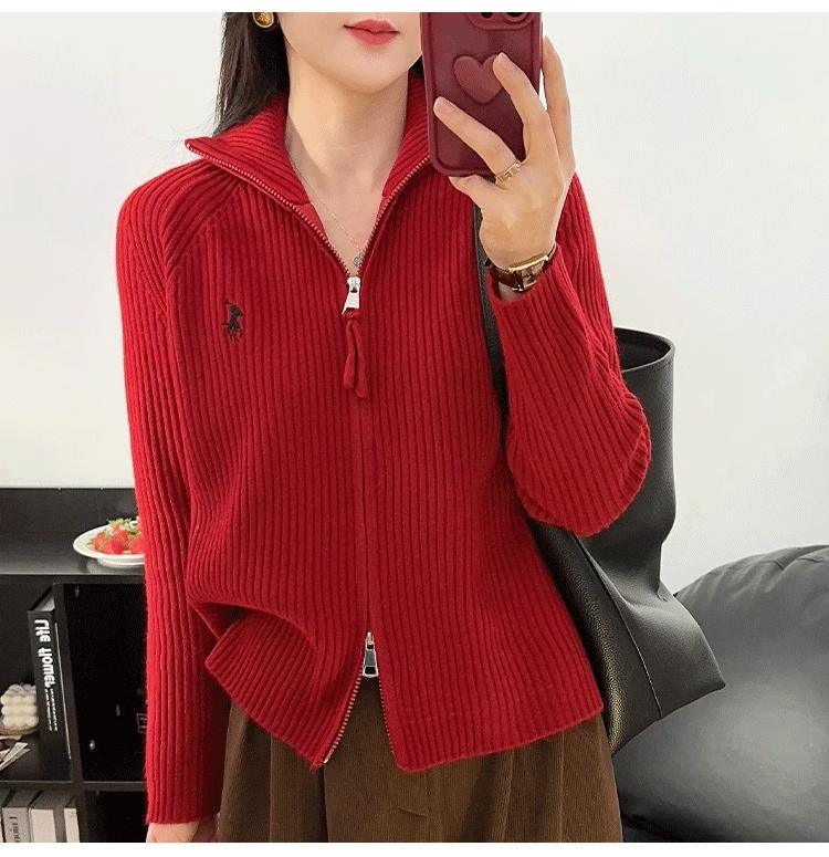 拉链半高领打底针织衫女2025春秋季高级感气质毛衣开衫外套A3-31