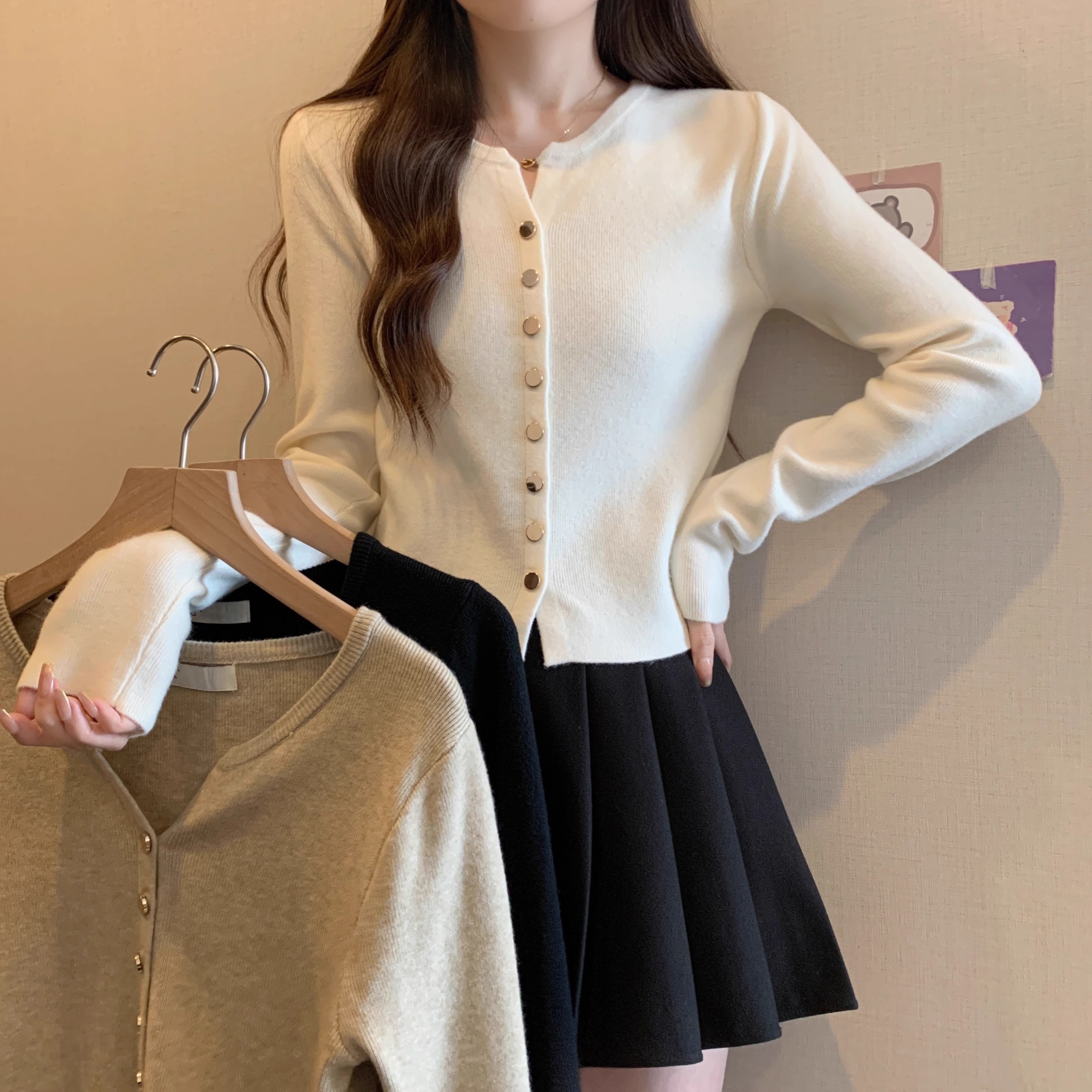 【现货】春季新款设计小众针织开衫外套女宽松显瘦毛衣上衣A3-14