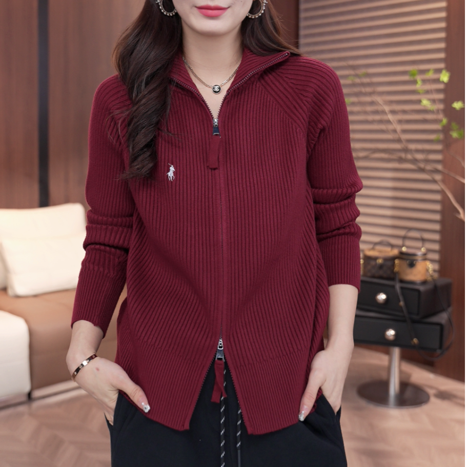 2025春季新款百搭时尚拉链毛衣女半高领针织打底衫修身A3-31