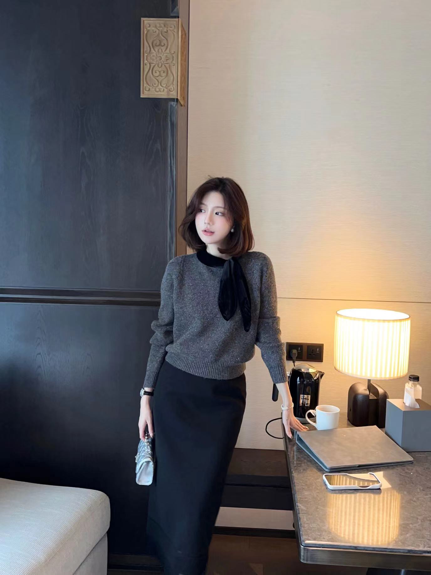 2026韩系时尚新款百搭气质温柔纯欲针织衫休闲时尚修身上衣H3-69