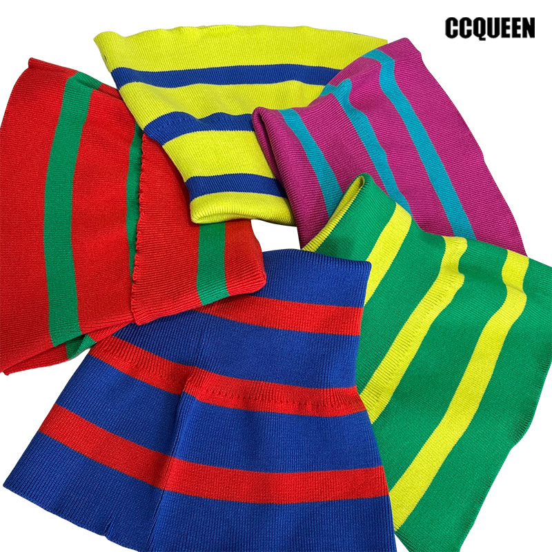 【针织围脖】潮牌个性小众撞色条纹百搭休闲针织假领围脖CSX30