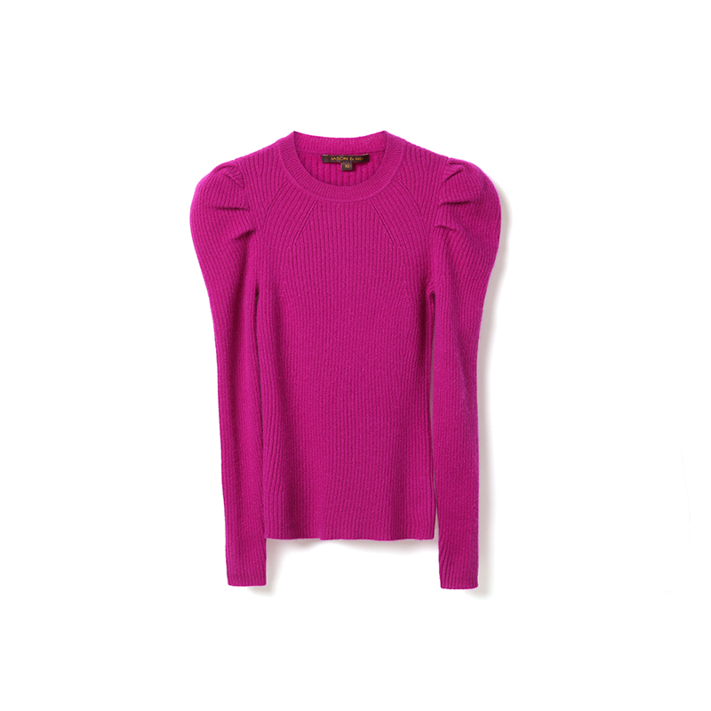 JASON&HEI纯山羊绒公主袖圆领修身套头衫100100684MS