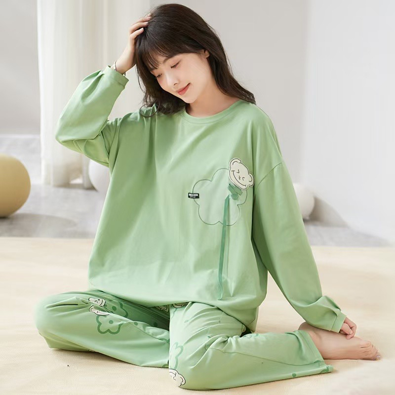 睡衣女春秋季新款爽棉长袖甜美超柔软秋天可外穿家居服套装