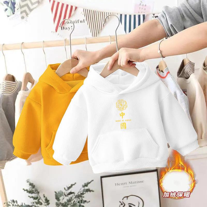 含棉儿童连帽卫衣加绒秋冬新款2023中小童洋气宝宝休闲韩版上D30
