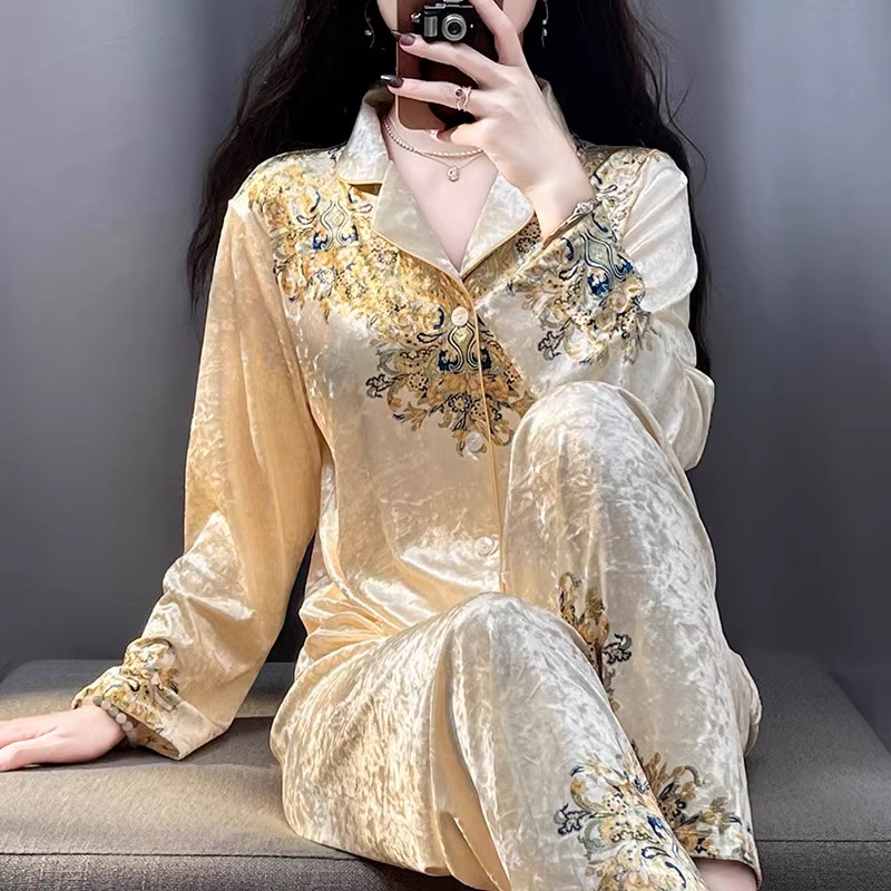 TPVL旗舰正品中国风丝绒睡衣女秋冬2025爆款新款高端春秋家居服