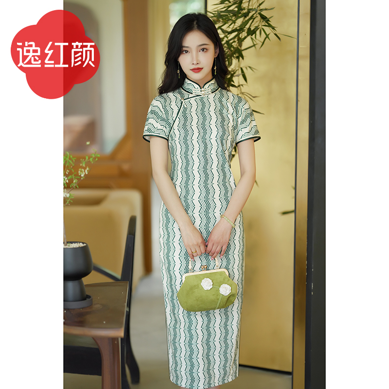 逸红颜苍灵2025年夏季新款传家影视剧同款针织印花旗袍女改良旗袍