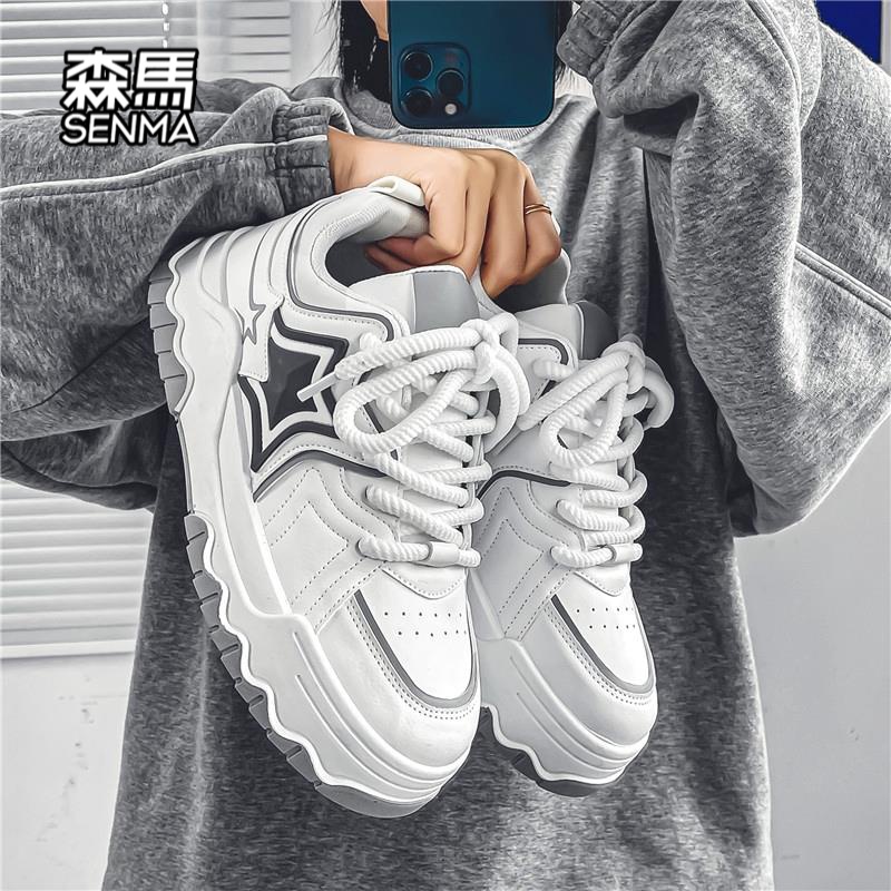森马男鞋冬季青少年运动休闲板鞋小众原创潮牌设计感厚底增高小白