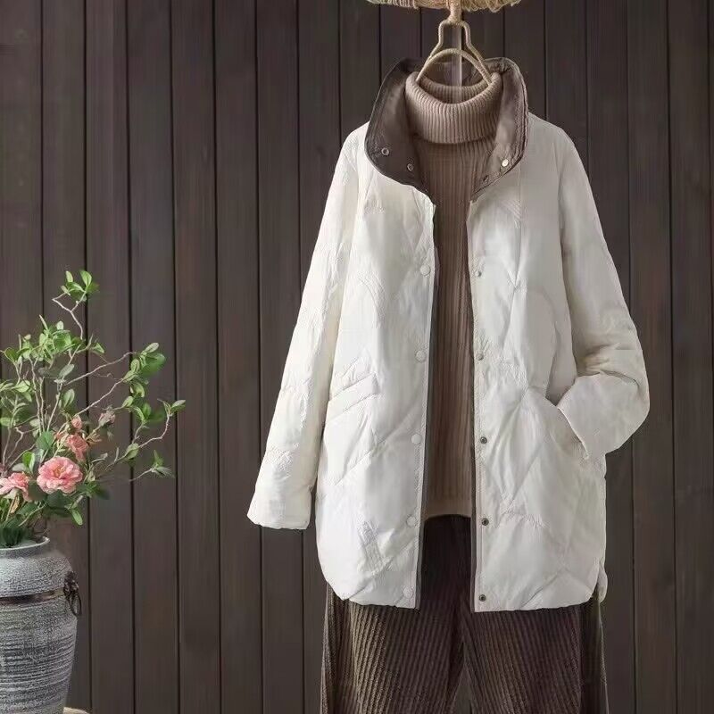 轻薄羽绒服女轻便中长款2023最新款大码小个子白鸭绒遮屁显瘦外套