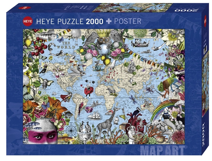 现货HEYE奇异世界地图2000片德国进口拼图成人益智玩具雷诺瓦成年