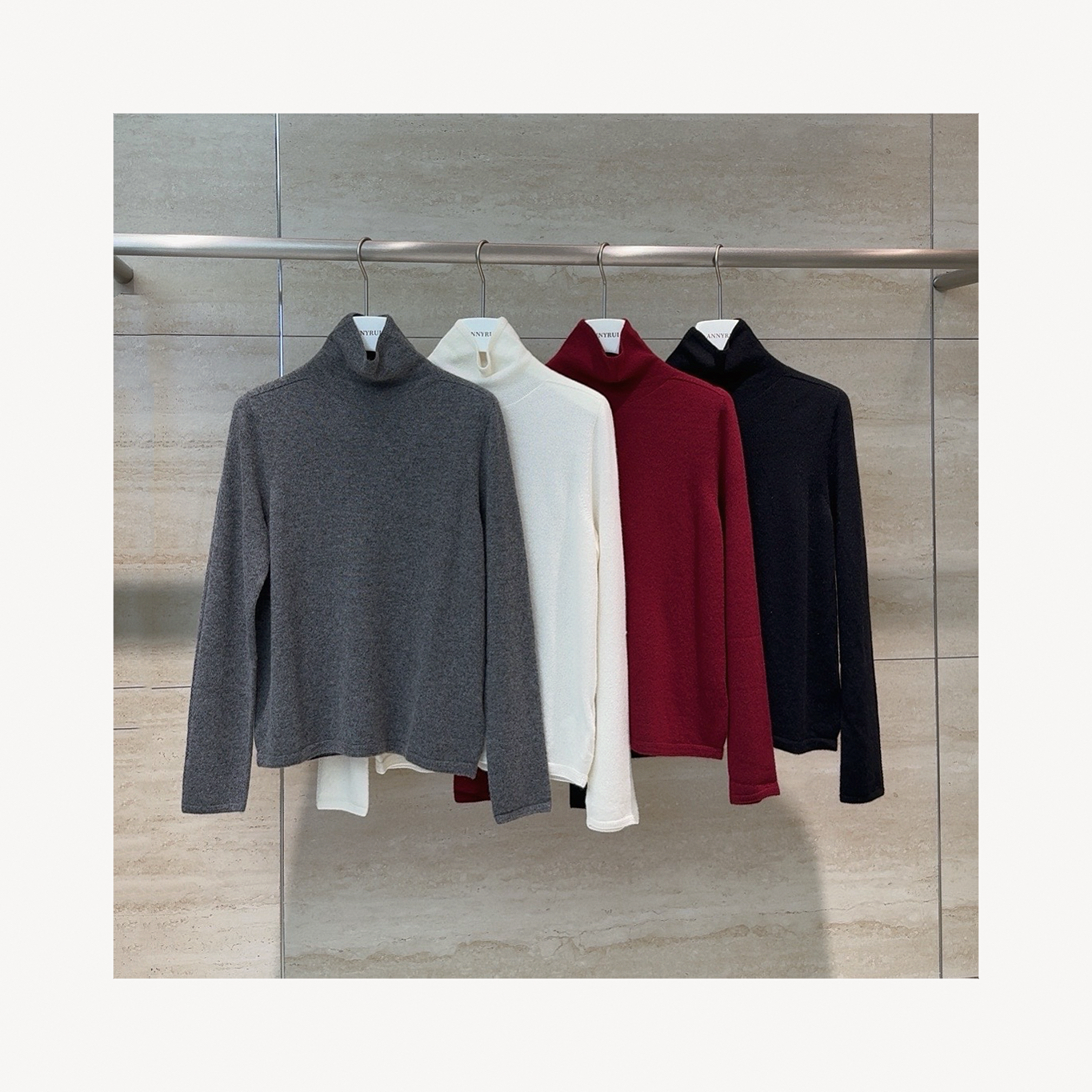 瑞瑞ANNYRUI【精品好物】时尚百搭秋冬长袖高领堆堆领羊绒衫打底衫