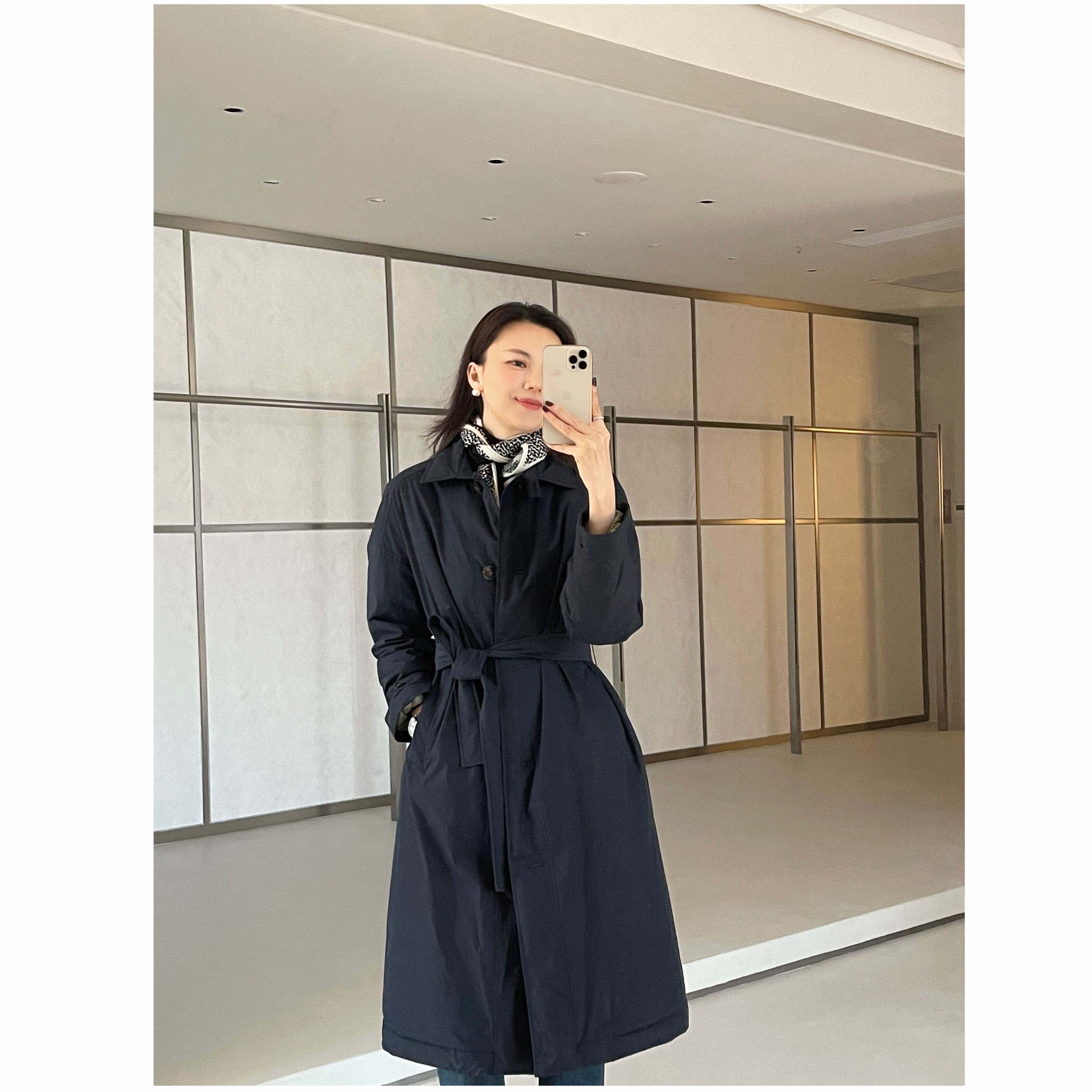 瑞瑞ANNYRUI【一眼万年】设计师品牌优雅中长款风衣款羽绒服鹅绒服