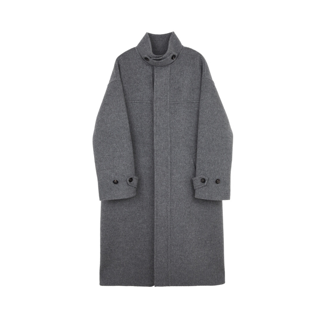 瑞瑞【随性不羁】意大利独立设计师手工双面立领短绒双羊毛羊绒大衣