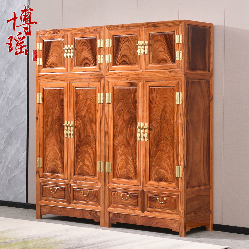 老樟木顶箱柜香樟木实木顶箱柜家用中式四储物大衣柜大容易衣橱