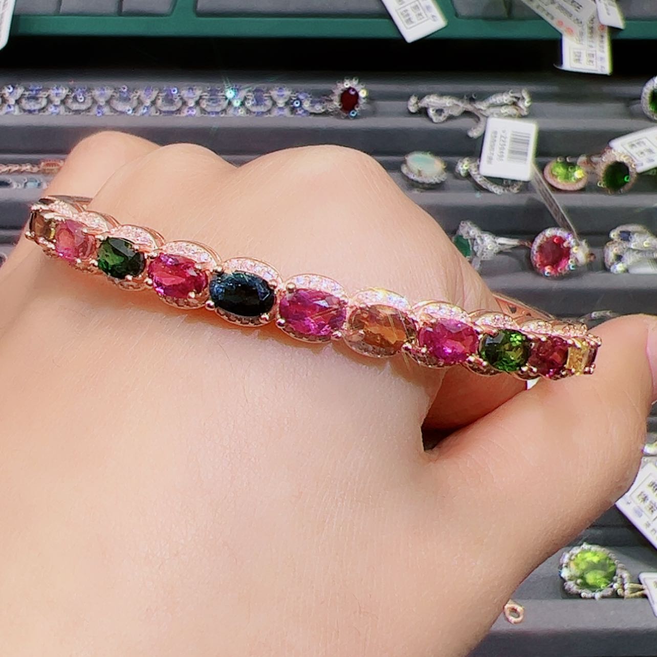 【闪购商品】碧玺手镯银S925镶嵌