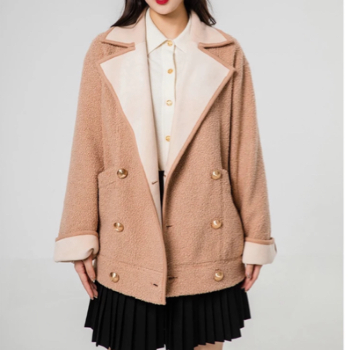 GIRDEAR/哥弟秋冬新款宽松冬日暖阳时尚气质百搭加绒外套1400549