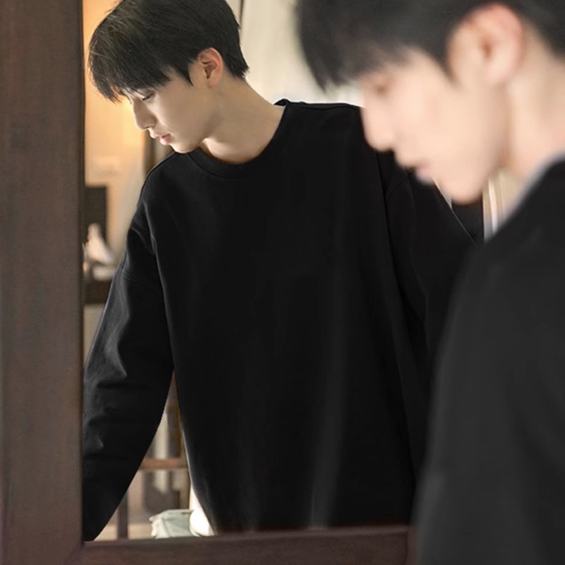 320g重磅美式纯棉长袖T恤男女潮牌高级感内搭大码oversize打底衫