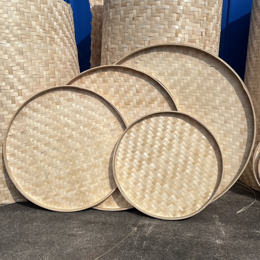 晒菜网簸箕竹编家用无孔竹筛圆形晒东西的干货特大号竹青晾晒簸箕