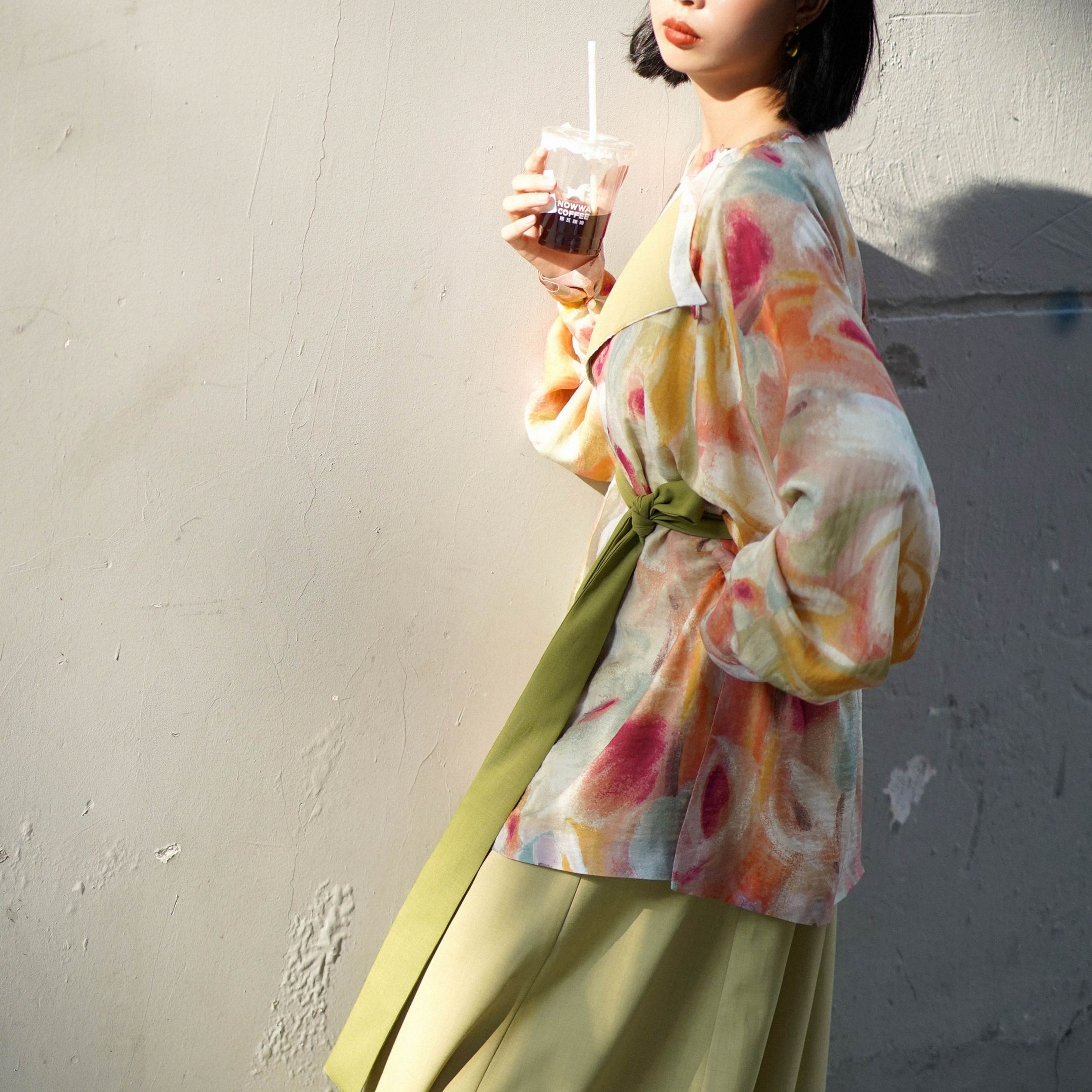 鹭洲集 油彩唐制圆领袍破裙短腰带春秋双层天丝日常油画原创汉服