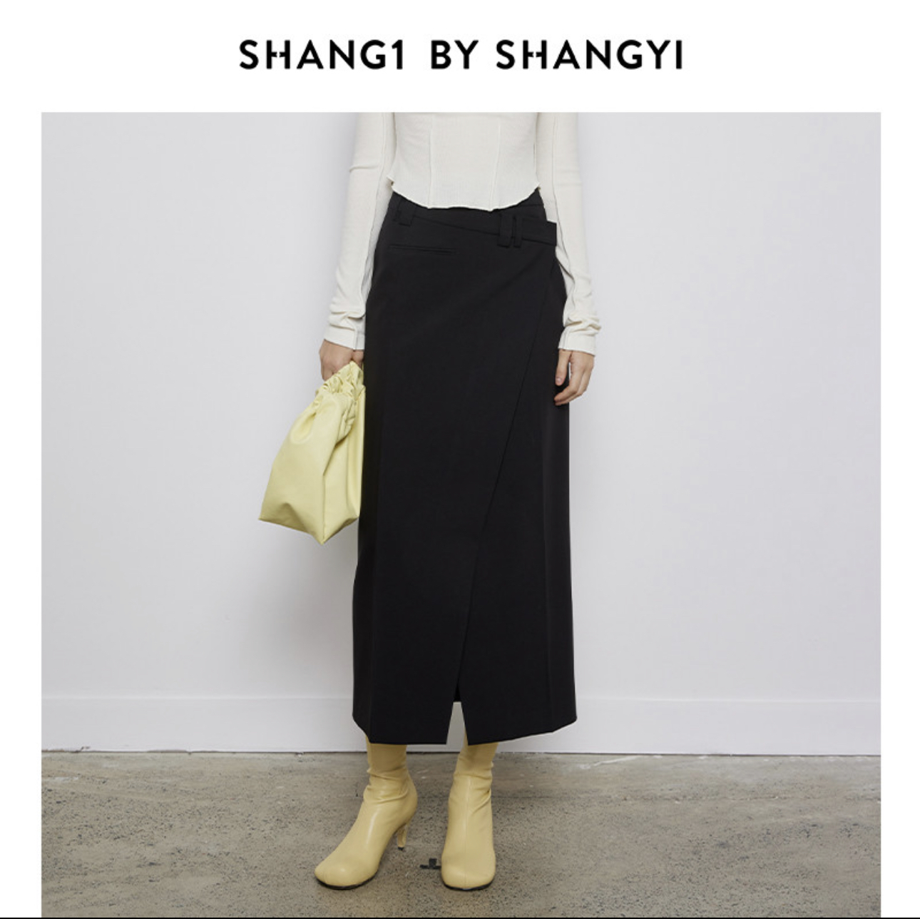【三上买手】SHANG1 BY SHANGYI互搭不对称长款半裙黑色时尚设计师