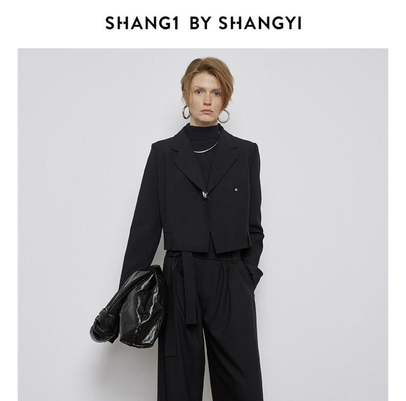 【三上买手】SHANG1 BY SHANGYI金属大圆扣西装外套黑色通勤时尚