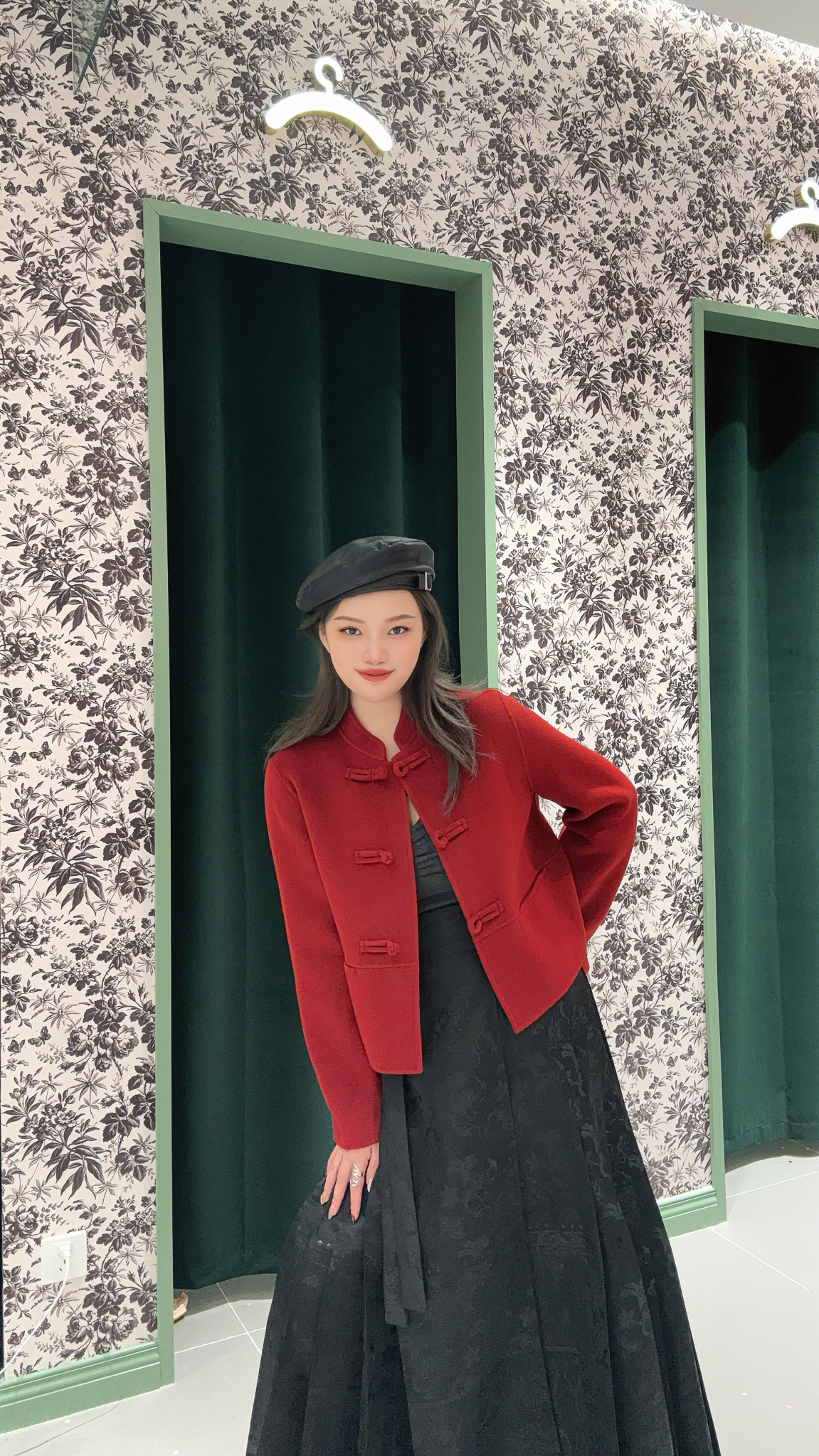 新中式气质盘扣双面羊毛大衣冬季短款毛呢外套