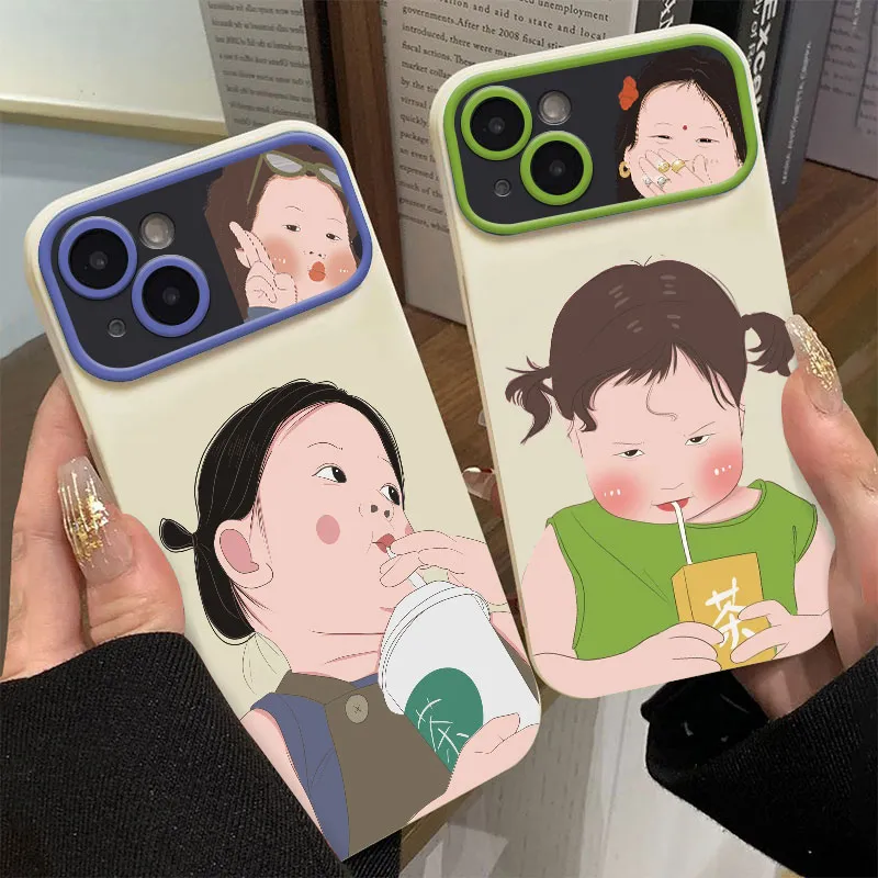 喝茶女孩适用iphone15promax苹果14promax壳13pro大视窗12pro/11