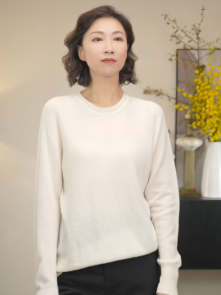 D.BOSS温暖抱抱”100康赛妮山羊绒长袖宽松套头针织毛衫 打底上衣